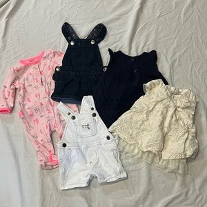 Lot of 5 Baby Girl Clothes Size 3-6 months